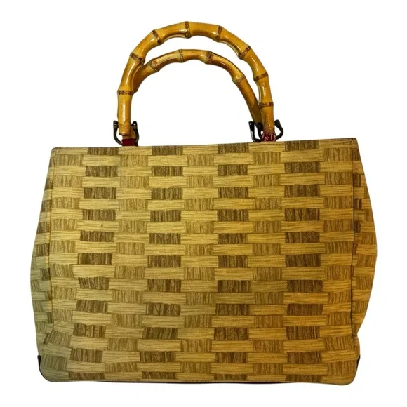 Vintage Isabella Fiore Handbags Bag Country Tan Beaded Pig Red Bandana Purse - Picture 2 of 8